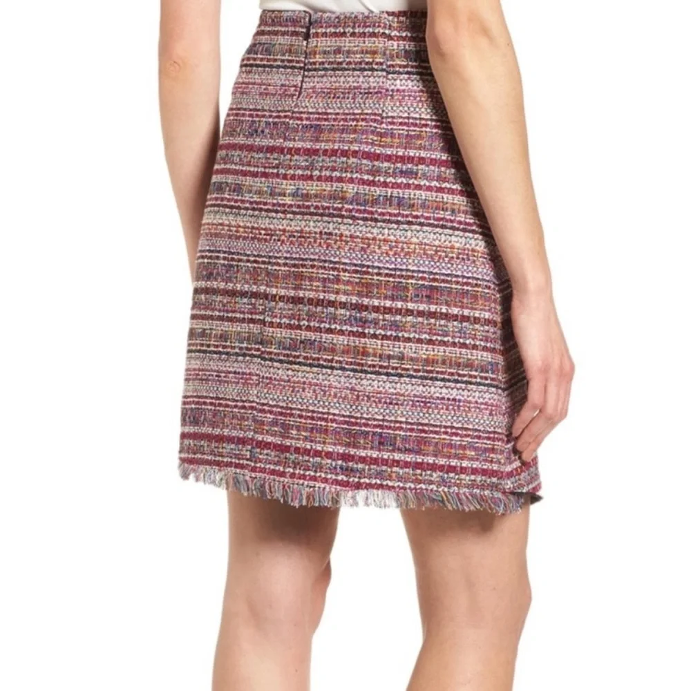 Halogen Asymmetrical Grommet Tie Tweed Skirt - Picture 4 of 8